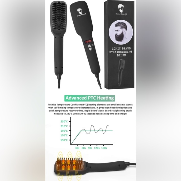 RAPID BEARD IONIC BEARD STRAIGHTENING BRUSH - Picture 3 of 16